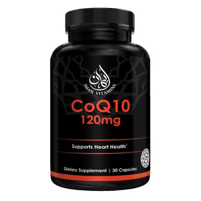 Iman Vitamins Halal CoQ10 120mg - Vegan, Non-GMO Supplement - Heart &amp; Energy Support - 30 Liquid Capsules
