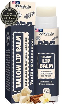 Beef Tallow Lip Balm - Natural Tallow Beeswax Chapstick - Hydrating Moisturizer Grass Fed Bison Tallow Balm Lip Care - Soothes Chapped, Dry Lips, Sensitive Skin - Long Lasting &amp; Vitamin Rich USA-Made