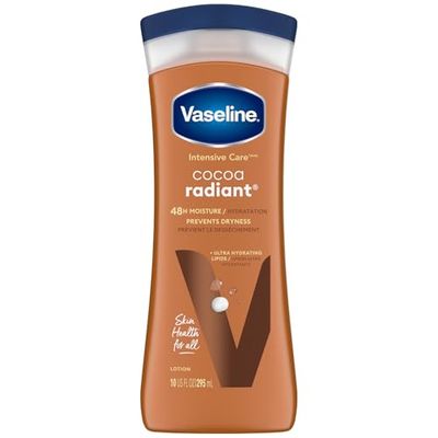 Vaseline Intensive Care Cocoa Radiant - Hand &amp; Body Moisturizer with Cocoa Butter, Shea &amp; Petroleum Jelly, Healing Lotion for Extremely Dry Skin, 10 Oz
