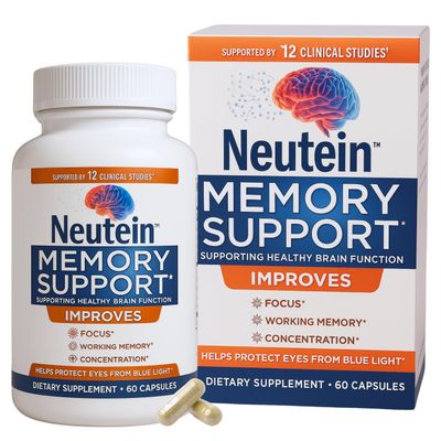 Neutein Natural Brain Booster for Memory, Concentration &amp; Brain Health - Extra Strength Plant-Based Focus Supplement for Adults &amp; Seniors, Made in USA (60 capsules/30 Serv)