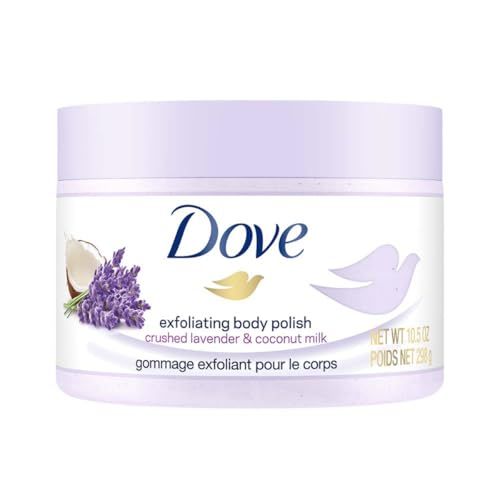 Dove Exfoliating Body Polish Body Scrub Crushed Lavender &amp; Coconut Milk 10.5 oz