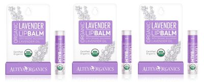 Alteya USDA Organic Lip Balm with Bulgarian Lavender - 0.52oz/15g, 3 x 0.17oz/5g each