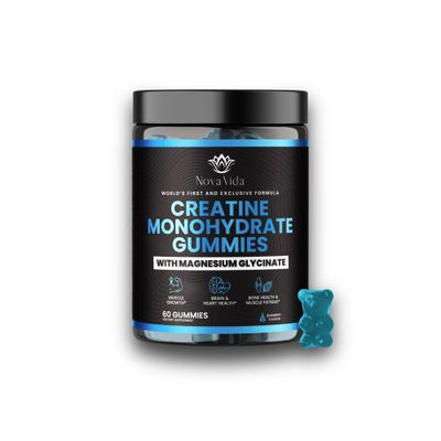 NovaVida Creatine Monohydrate Gummies with Magnesium Glycinate, L-Arginine, BCAA, Zinc &amp; Beta-Alanine- Creatine Monohydrate PreWorkout Gummies | Glycinate Creatine Monohydrate Gummies for Men &amp; Women