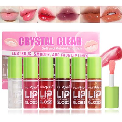 PERVALA 6 Colors Hydrating Lip Oil, Big Brush Head Lip Glaze, Shiny Transparent Lip Gloss Plumping, Long Lasting, Nourishing &amp; Non-sticky Smooth Lip Care Oil for Women