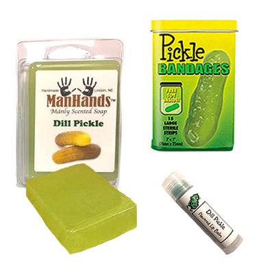 Pickle Bath &amp; Grooming Sampler Gift Pack (3pc Set) - Dill Pickles Lip Balm, Pickle Bandages &amp; Pickle Soap