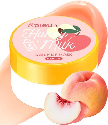 A&#39;PIEU Honey &amp; Milk Daily Lip Mask (Peach) - Nourishing Overnight Korean Lip Mask | Hydrating Lip Moisturizer with Honey, Propolis &amp; Royal Jelly for Soft, Plush Lips