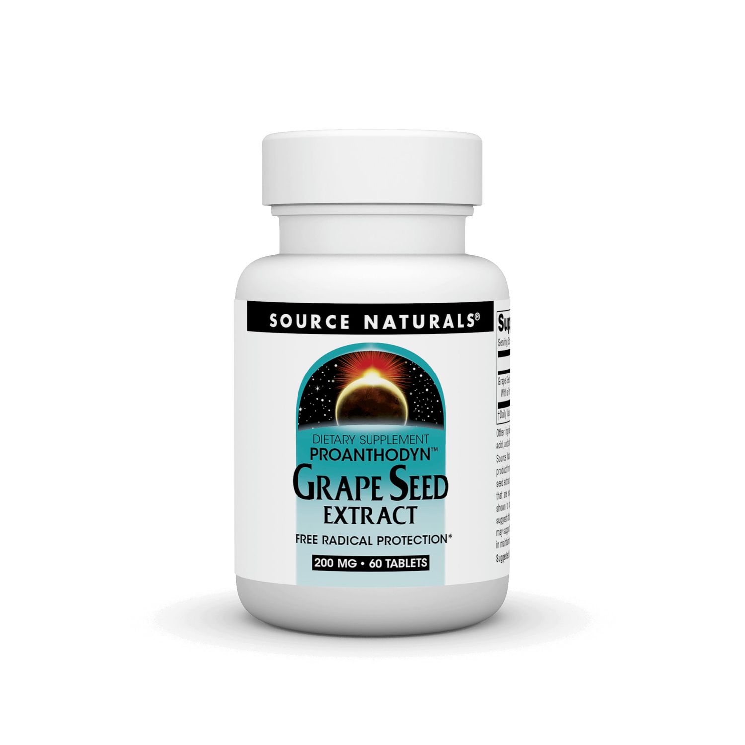 Source Naturals Grape Seed Extract, Proanthodyn 200 mg Antioxidant Protection &amp; Supports Healthy Aging Brain - 60 Tablets