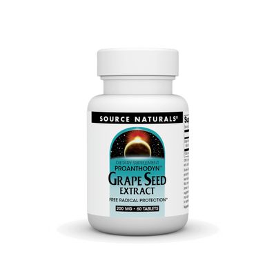Source Naturals Grape Seed Extract, Proanthodyn 200 mg Antioxidant Protection &amp; Supports Healthy Aging Brain - 60 Tablets