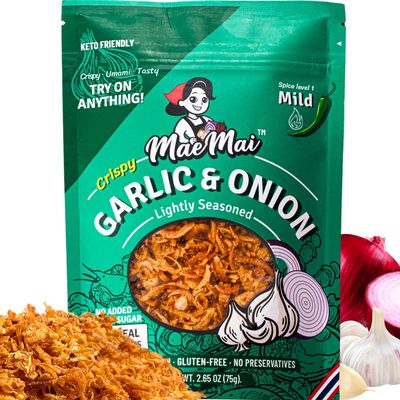 MaeMai MILD Spice - Non-Oily Chili Crisp Topper, Rice Seasoning, Ramen Topper, Furikake | Umami Onion &amp; Garlic Flakes | 2.65oz (75g)