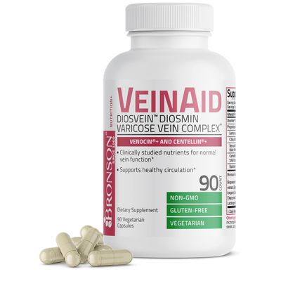 Bronson VeinAid Diosmin 1000mg DiosVein Varicose Vein Complex with Venocin &amp; Centellin, 90 Vegetarian Capsules