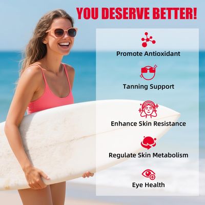 Tanning Gummies Supplement for Women - Daily Bronzing Tanning Gummies with Astaxanthin Beta-Carotene L-Tyrosine Lycopene, Melanin Supplement for Natural Glow Healthy Skin Sun Sensitivity Vegan 60CT