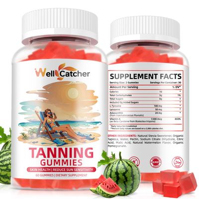 Tanning Gummies Supplement for Women - Daily Bronzing Tanning Gummies with Astaxanthin Beta-Carotene L-Tyrosine Lycopene, Melanin Supplement for Natural Glow Healthy Skin Sun Sensitivity Vegan 60CT