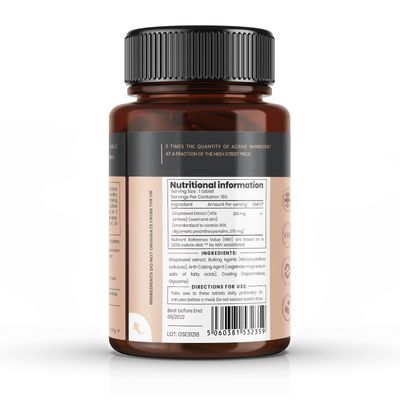 pureclinica Grape Seed Extract 300mg x 180 Tablets - 90 Oligomeric Proanthocyanidins. 300 Stronger Than Regular Grape Seed.