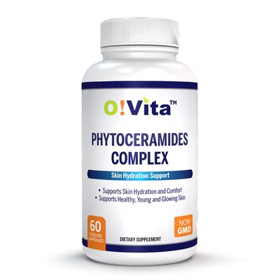 O!VITA Phytoceramides Complex, Skin Repair and Rejuvenation, Anti-Aging Support, Plant-derived Ceramides, with Vitamins C, B-6, and B-12, 2-Month Supply (60 Non-GMO Liquid Capsules)
