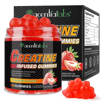 Creatine Gummies for Men &amp; Women - 120 Count, 5000mg Creatine Monohydrate, Boosts Strength, Mass, Endurance &amp; Focus, Muscle Builder &amp; Pre-Workout Supplement