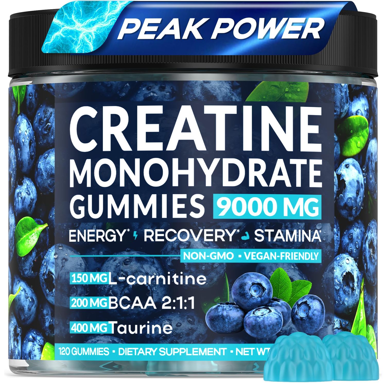 SEVERASYNTH Creatine Monohydrate Gummies Complex 9000 mg - Creatine for Women &amp; Men - Pre Workout Creatine Chews for Muscle Growth, Strength &amp; Energy- 120 Count