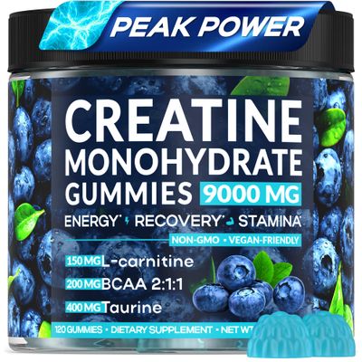 SEVERASYNTH Creatine Monohydrate Gummies Complex 9000 mg - Creatine for Women &amp; Men - Pre Workout Creatine Chews for Muscle Growth, Strength &amp; Energy- 120 Count