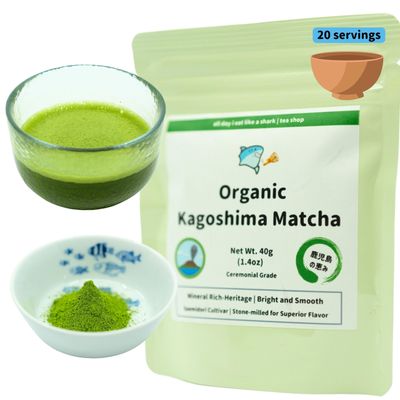 Saemidori Organic Ceremonial Matcha, from Kagoshima, Japan, JAS Certified, Authentic Japanese Origin, 100 Pure Premium matcha powder (Kagoshima Saemidori Matcha 40g bag)
