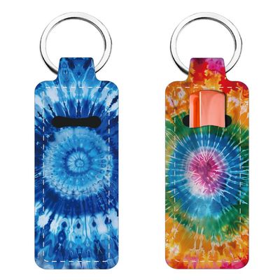 FREEBLOSS 2Pcs Chapstick Holder Keychain with Tye Dyeing Pattern 1.5x3.8&#39;&#39; Lip Balm Holder Keychain Lightweight Lipstick Sleeve Pouch for Women Gift