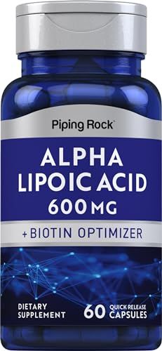 Piping Rock Alpha Lipoic Acid 600mg | with Biotin Optimizer | 60 Capsules | Non-GMO, Gluten Free Supplement
