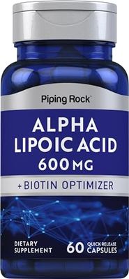 Piping Rock Alpha Lipoic Acid 600mg | with Biotin Optimizer | 60 Capsules | Non-GMO, Gluten Free Supplement