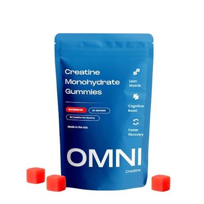Creatine Monohydrate Gummies - Supports Muscle Growth, Recovery &amp; Brain Function - Convenient &amp; Easy to Take - Great Tasting Watermelon Flavor - 1g per Gummy, Low Sugar - 90 Count