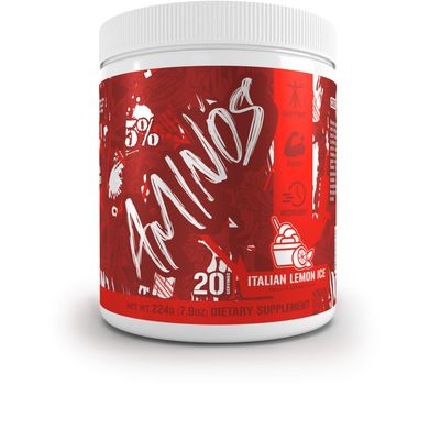 5 Nutrition Code Red Aminos BCAA &amp; EAA Post Workout Recovery Powder | Full Spectrum Essential Amino Acid Complex for Men &amp; Women (Italian Lemon Ice)