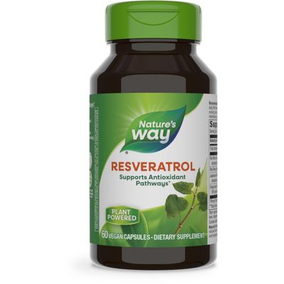 Nature&#39;s Way Resveratrol, Supports Antioxidant Pathways, Helps Neutralize Free Radicals, with Polyphenols from Red Wine Extract, 60mg per 2-Capsule Serving, Vegan, 60 Capsules (Packaging May Vary)