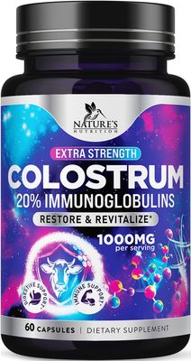 Colostrum For Women Supplement 1000mg 20 Immunoglobulins for Muscle, Skin &amp; Hair Support - Gut Health Digestive &amp; Immune Support - Bovine Colostrum Powder - Gluten Free &amp; Unflavored - 60 Capsules