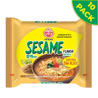 OTTOGI Spicy Korean Spicy Sesame () Ramen Noodle Soup with Egg Block, Sesame Flavor, Instant Noodles, 115g (Pack of 10)