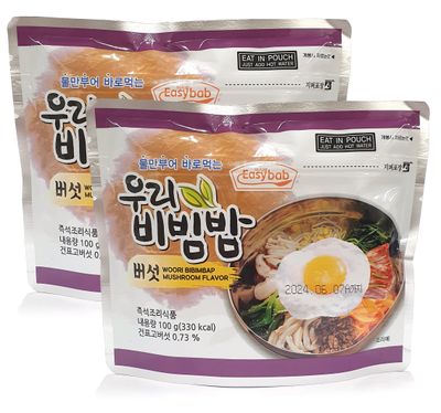 Minecook Mushroom Flavor Bibimbap Meals Ready to Eat 2 Packs of Bibimbap Korean Mixed Rice Bowl 100g 2 Packs (3.53oz2) 330 Kcal each (Mushroom)