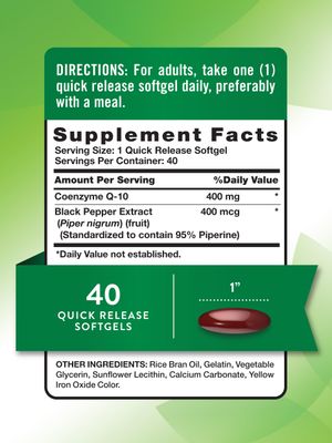 Nature's Truth CoQ10 400mg | Softgels | Maximum Strength | High Absorption | Non-GMO &amp; Gluten Free Supplement