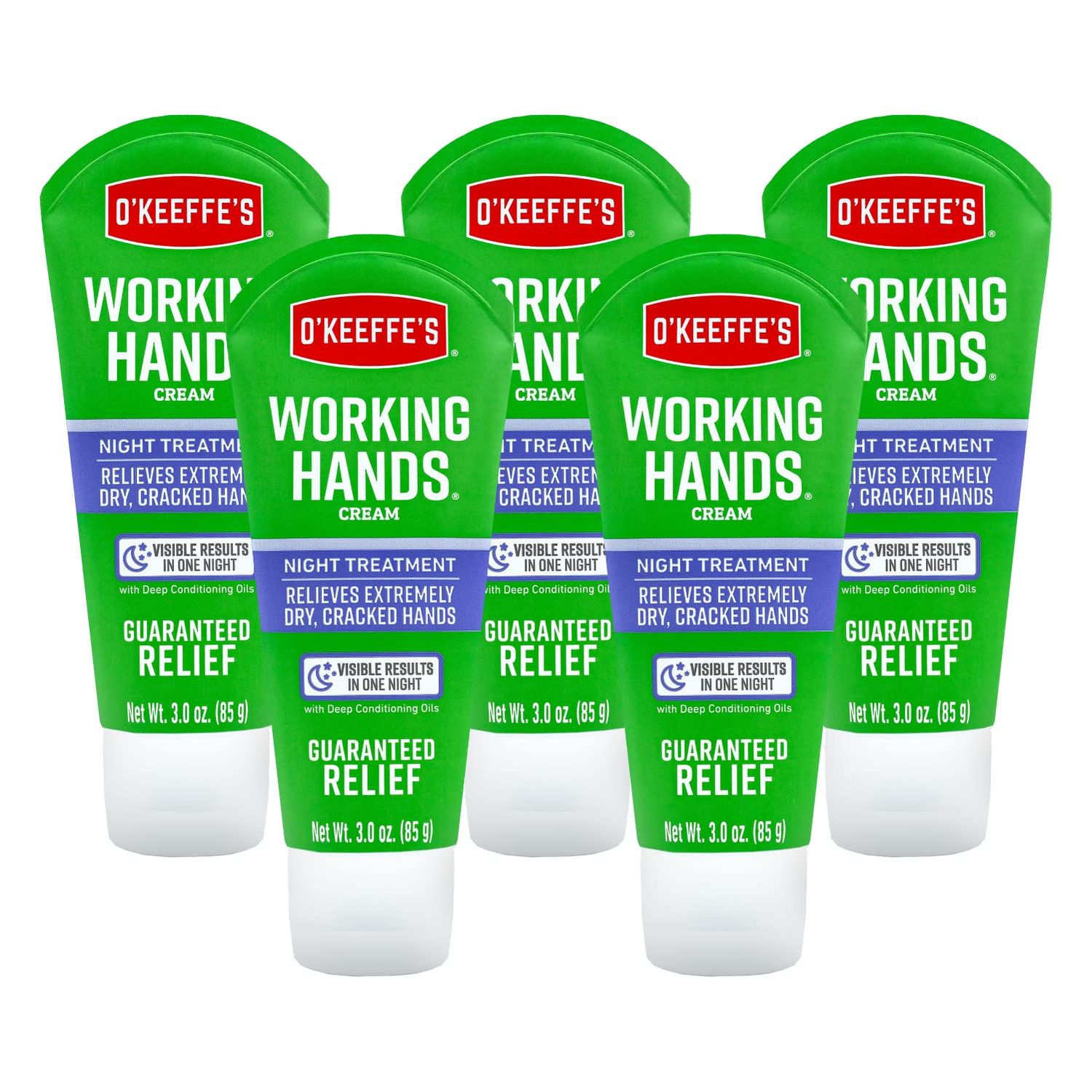 O&#39;Keeffe&#39;s Working Hands Night Treatment Hand Cream; 3 oz Tube; (Pack of 5)