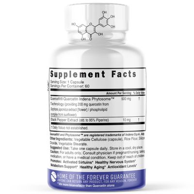 Nature's Fusions Nutri Liposomal Quercetin Phytosome with Piperine - Patented 20x More Bioavailable Than Quercetin Supplements - Supports Immune/Cardiovascular Health - 60 Quercetin 500mg Capsules