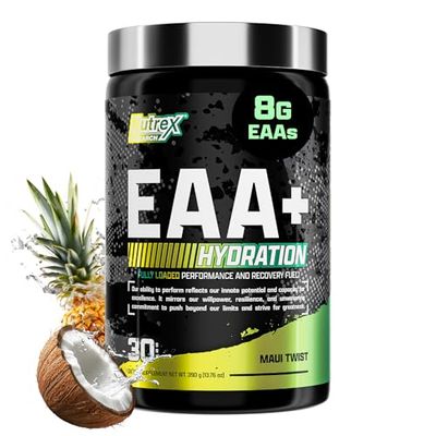 Nutrex Research EAA Hydration | EAAs BCAAs Powder | Muscle Recovery, Strength, Muscle Building, Endurance | 8G Essential Amino Acids Electrolytes | Maui Twist Flavor 30 Serving