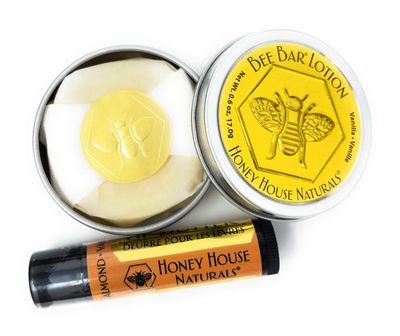Honey House Naturals 2 Piece Gift Set, All Natural, Ultra Moisturizing Lotion Bar and Lip Butter Infused with Essential Oils, Made in USA, (Variant Name)
