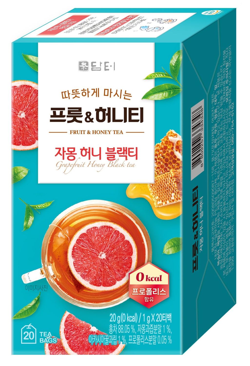 Damtuh Grapefruit Honey Black Tea Bag Zero Calorie Zero Sugar 1g x 20 Count