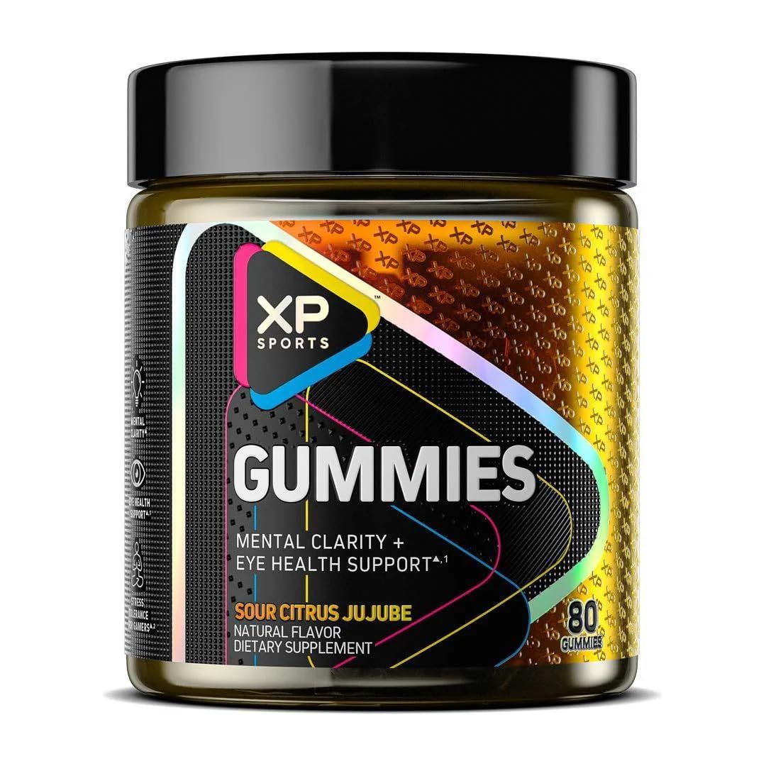 Performance Sports Gummies - Mental Clarity &amp; Eye Health Support, Sour Citrus Jujube Flavor, Cognitive Focus &amp; Vision Care Supplement, 80 Gummies