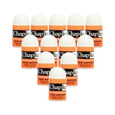 Chap-Ice 12-Count Mini Citrus Orange Lip Balms Fortified with Vitamin E for Dry, Cracked Lips | Made in USA