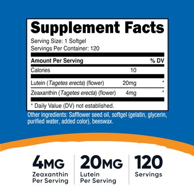 Nutricost Zeaxanthin with Lutein 20mg, 120 Softgels - Potent, Non-GMO, Gluten Free