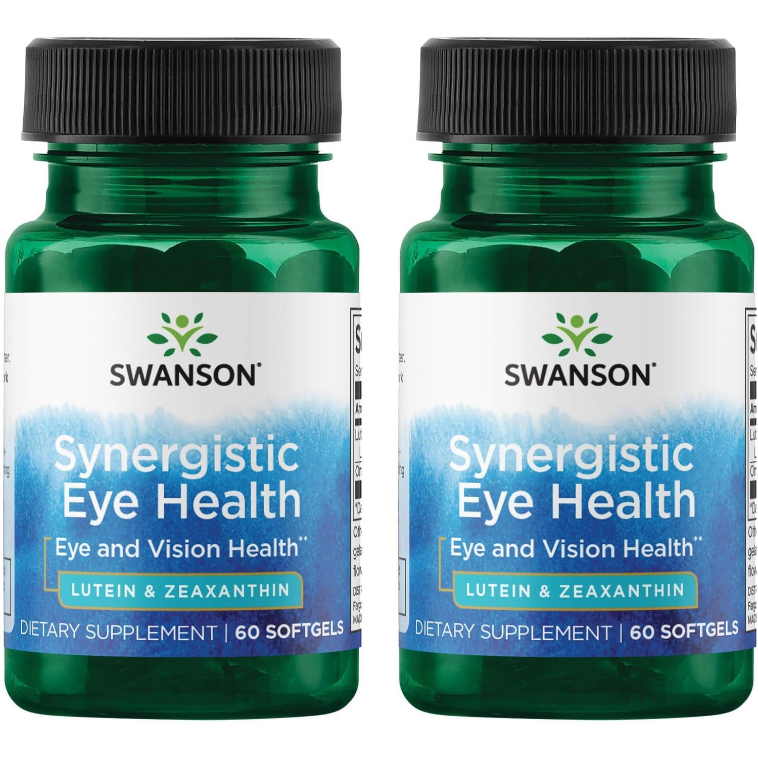 Swanson Synergistic Eye Health - Lutein and Zeaxanthin Supplement - 60 Softgels - Lutemax Lutein 20 mg and OmniXan Zeaxanthin 2 mg for Vision Support (2 Pack)