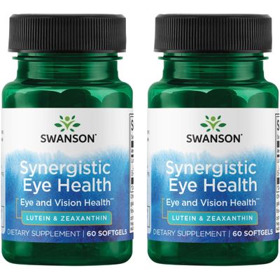 Swanson Synergistic Eye Health - Lutein and Zeaxanthin Supplement - 60 Softgels - Lutemax Lutein 20 mg and OmniXan Zeaxanthin 2 mg for Vision Support (2 Pack)
