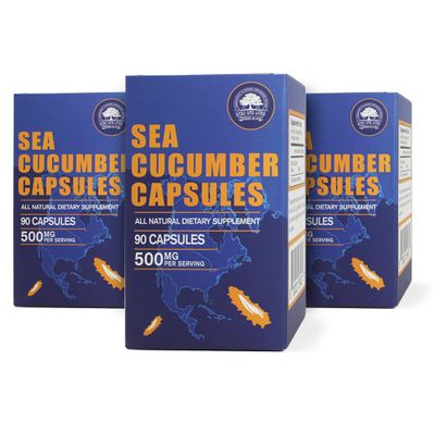 DOL Wild Caught Sea Cucumber Capsules Sea Cucumber Extract Supplement Super Natural Antioxidant, Immune Builder-90 Capsules (Three Bottles)