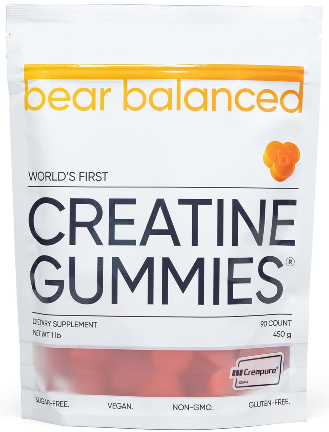 Bear Balanced Creatine Gummies for Men &amp; Women - Creapure Creatine Monohydrate, L-Theanine, L-Tyrosine &amp; B12 for Muscle Growth, Strength, Focus, Energy &amp; Health - Low Calorie, Sugar-Free, &amp; Vegan