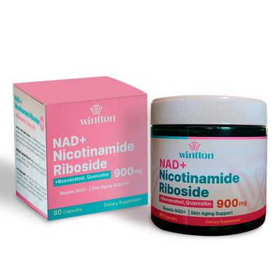 WINTTON Nicotinamide Riboside Supplement 900mg - Boosts NAD Levels with Resveratrol &amp; Quercetin - Cellular Energy &amp; Healthy Aging Support - 80 Vegan Capsules