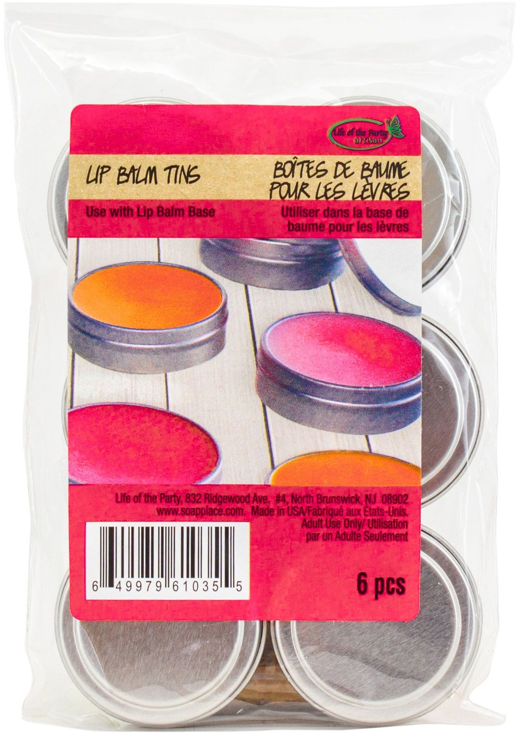 Life of the Party Tins Lip Balm, 5 x 3.3 x 0.6 inches