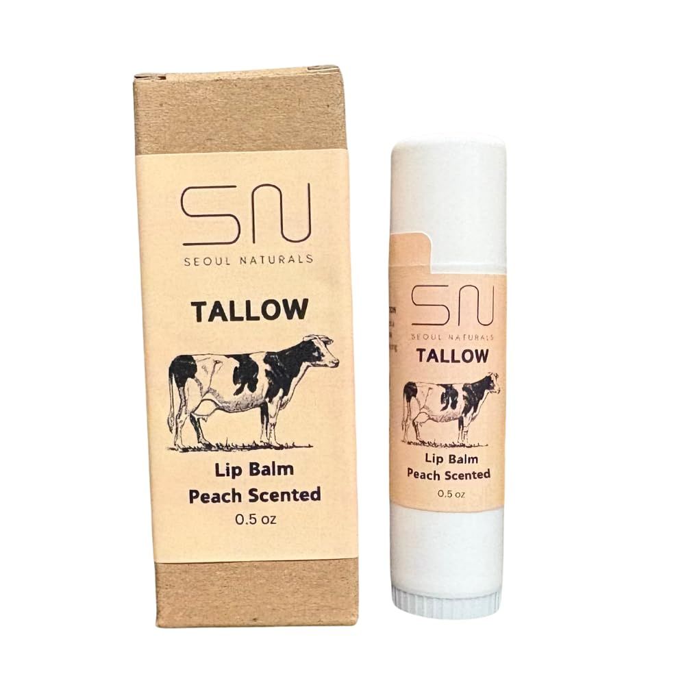 Seoul Naturals Tallow Lip Balm, Peach Flavored, k beauty, 0.5 oz
