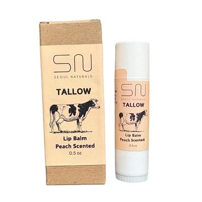 Seoul Naturals Tallow Lip Balm, Peach Flavored, k beauty, 0.5 oz