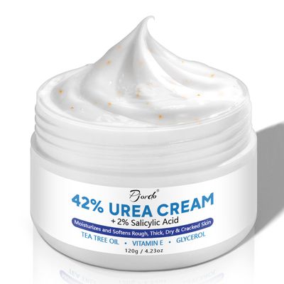 Pjordo Urea Cream 42 with 2 Salicylic Acid, Foot Cream for Dry Cracked Heels and Feet, Foot Repair Lotion Maximum Strength with Tea Tree Oil Vitamin E for Skin Moisturizes, Corn and Callus Remover