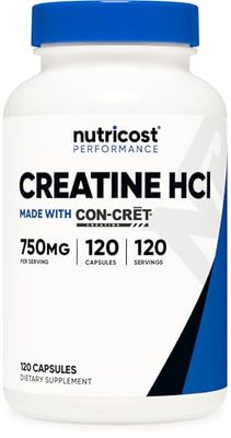 Nutricost Creatine HCl 120 Capsules - Made with CON-CRET Creatine, 750 MG Per Capsule